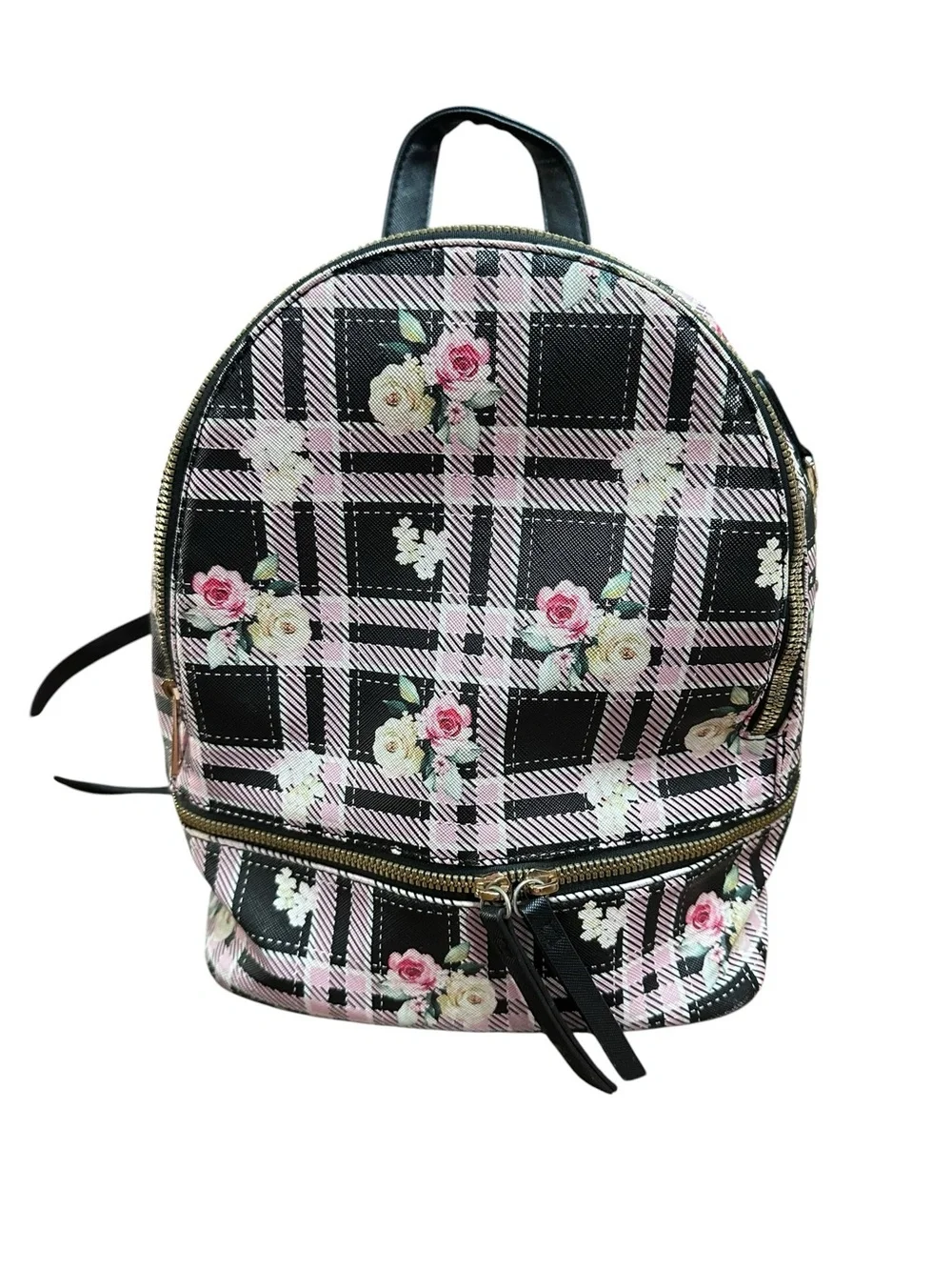 Mini Floral Plaid‎ Backpack Purse / Convertible Bag
